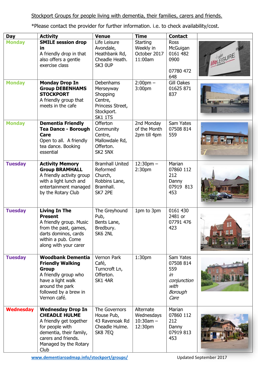 Stockport Groups for People Living with Dementia, Their Families, Carers and Friends