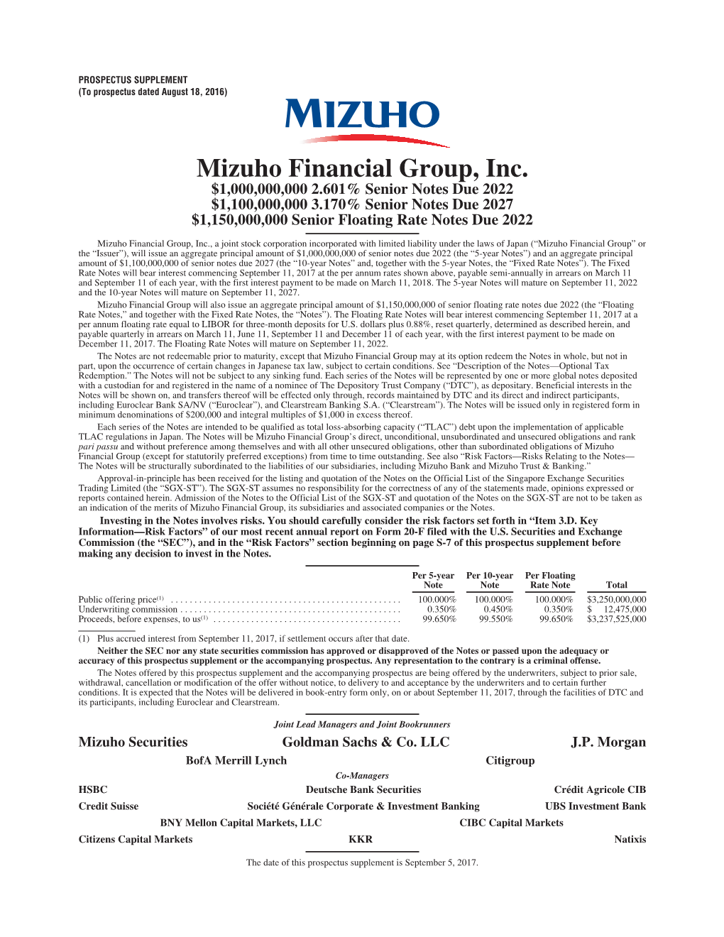 Mizuho Financial Group, Inc