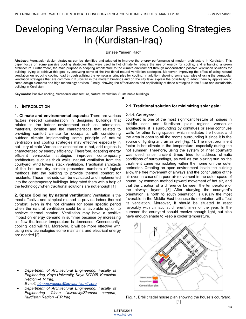 Developing Vernacular Passive Cooling Strategies in (Kurdistan-Iraq)