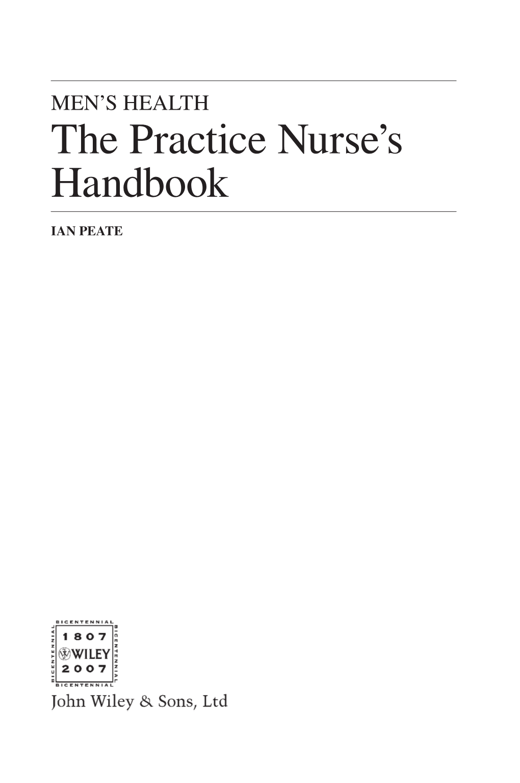 MEN's HEALTH the Practice Nurse's Handbook