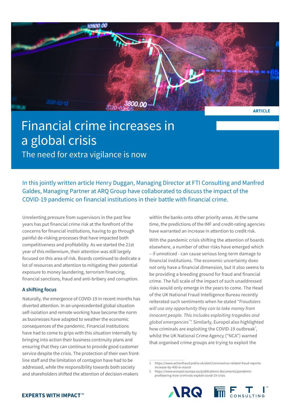 Financial Crime Increases in a Global Crisis the Need for Extra Vigilance Is Now