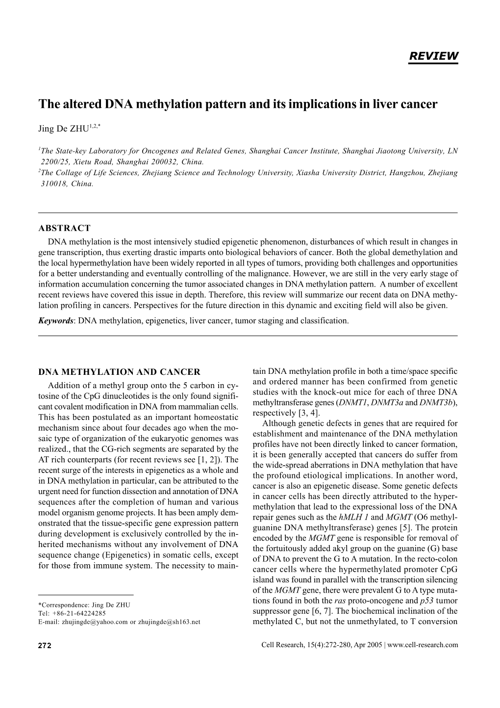 The Altered DNA Methylation Pattern and Its Implications in Liver Cancer