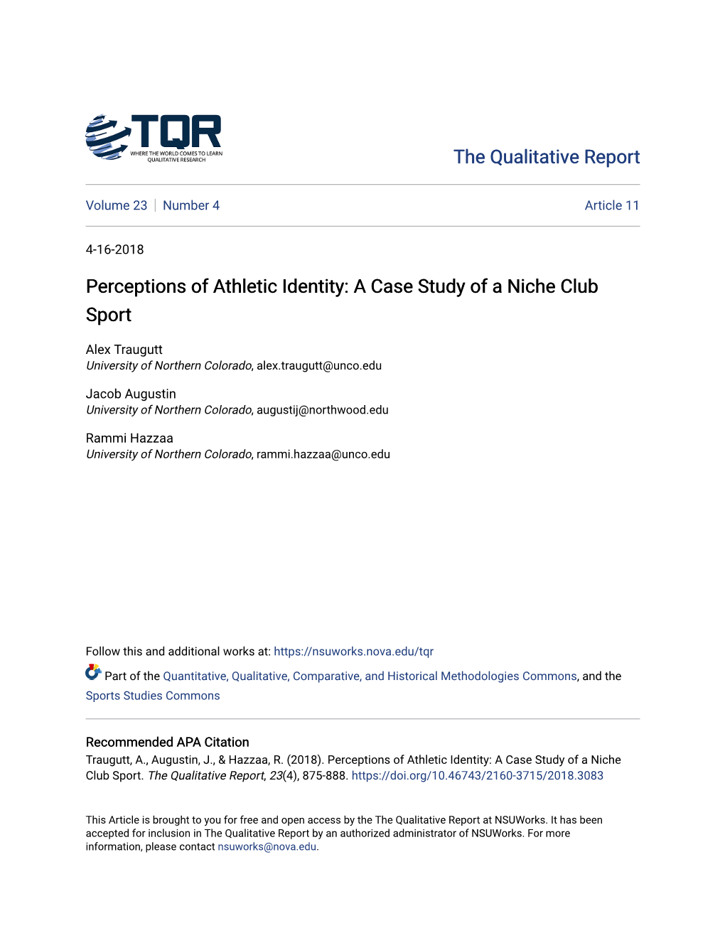 Perceptions of Athletic Identity: a Case Study of a Niche Club Sport