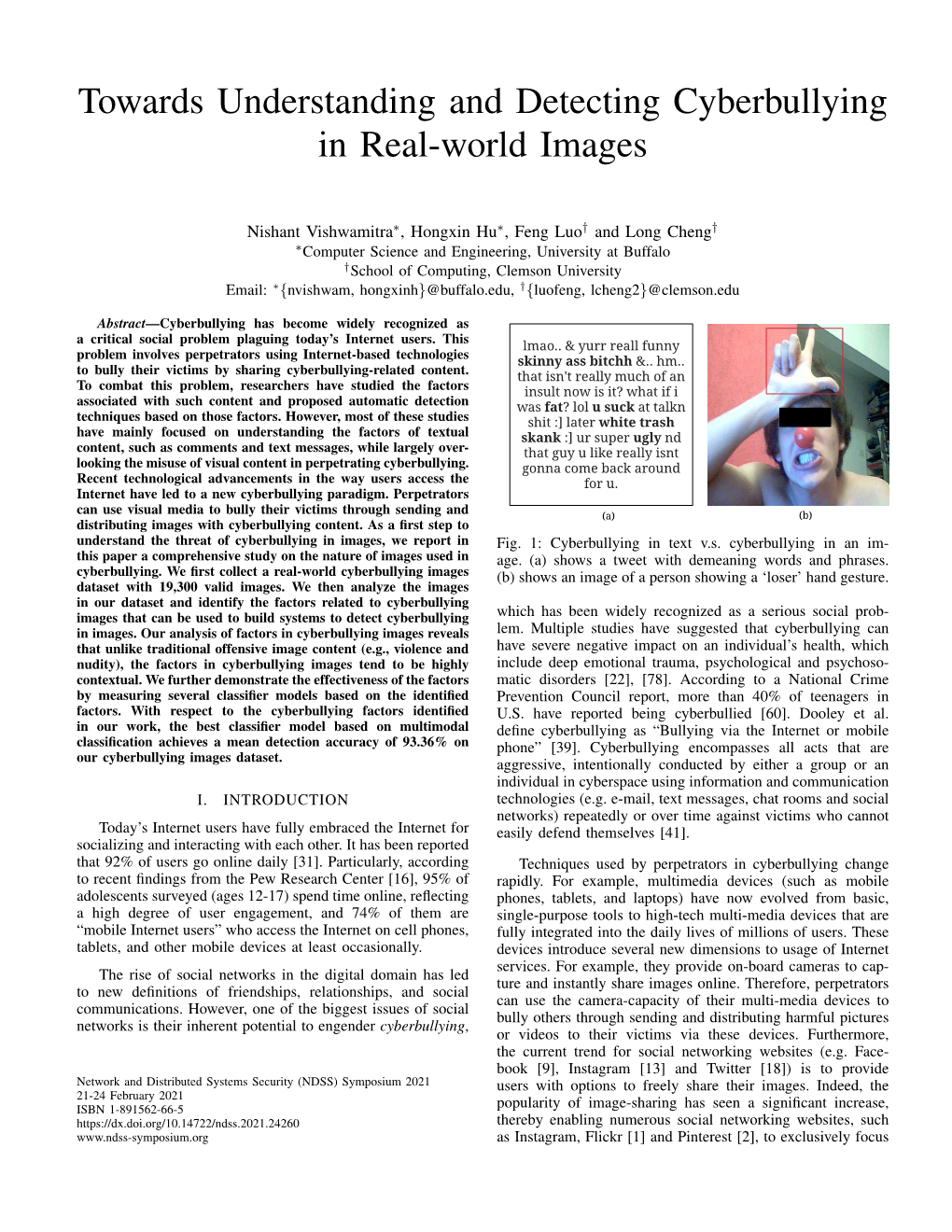 Towards Understanding and Detecting Cyberbullying in Real-World Images