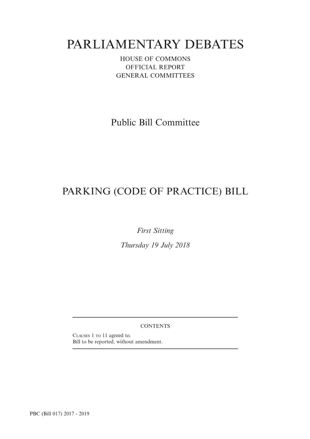 Parliamentary Debates House of Commons Official Report General Committees