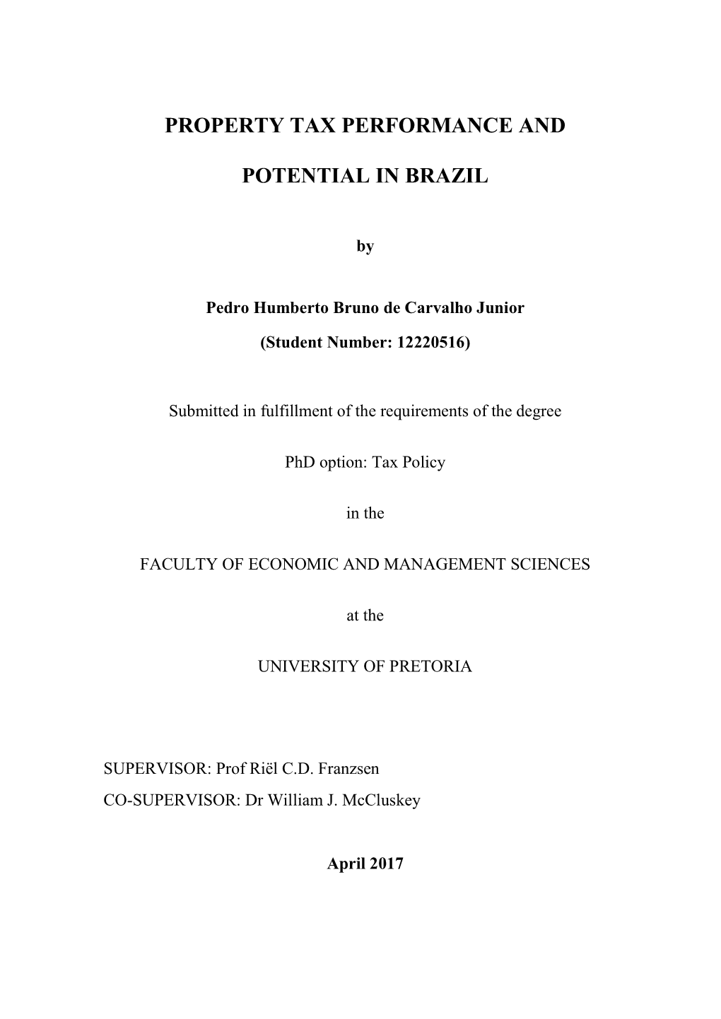 Property Tax Performance and Potential in Brazil