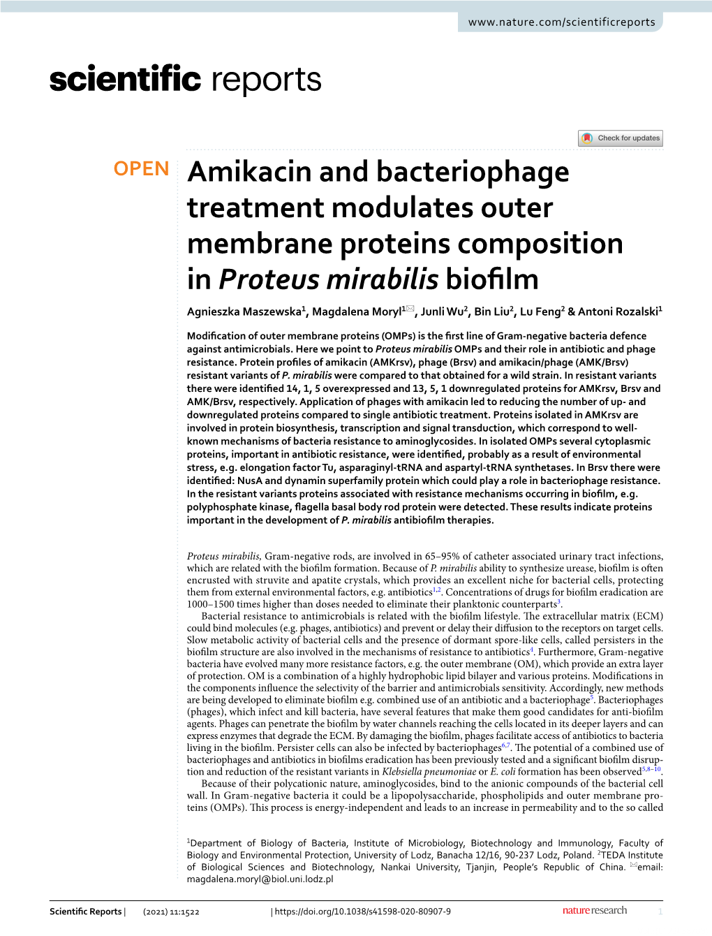 Amikacin and Bacteriophage Treatment Modulates Outer