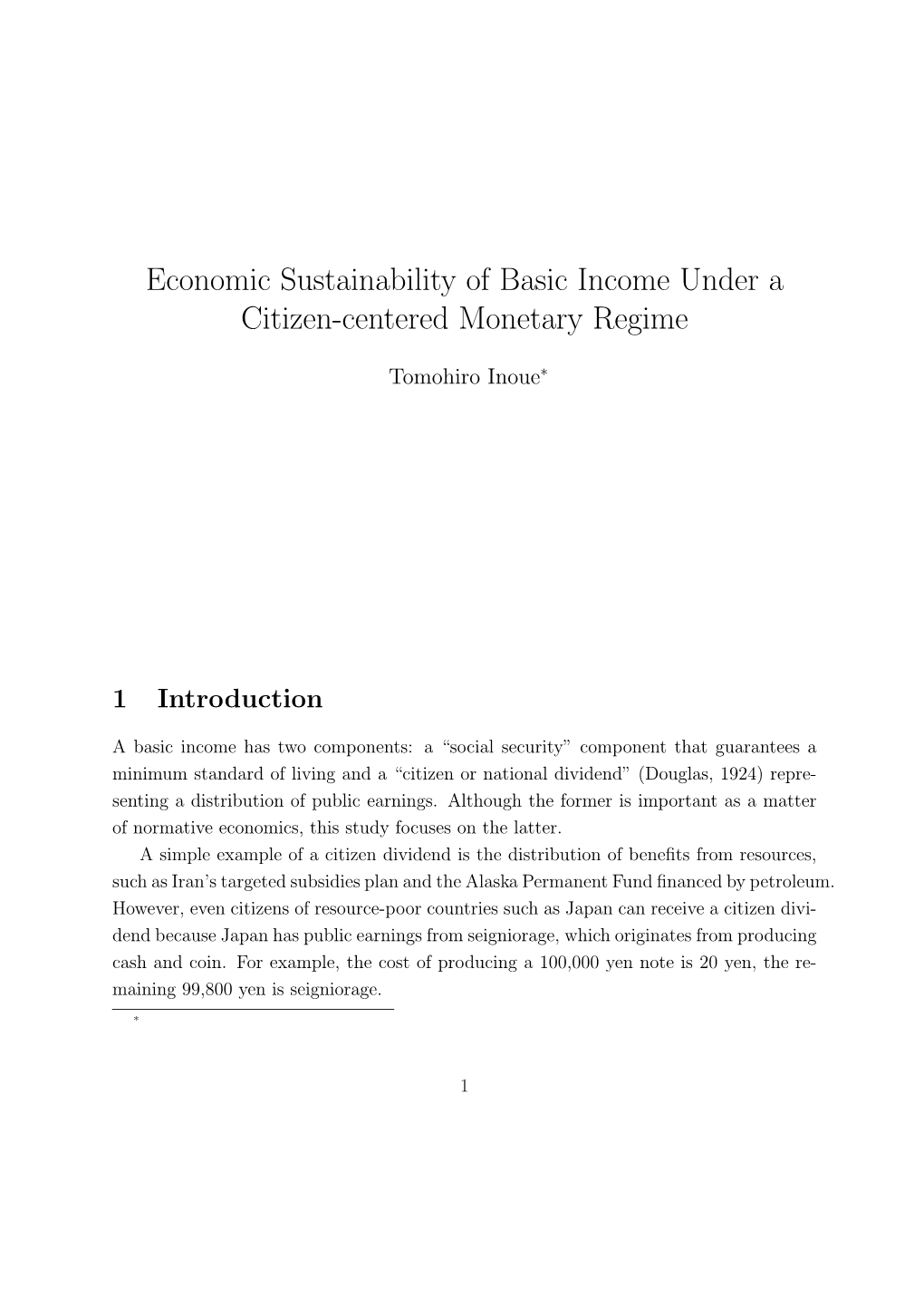 Economic Sustainability of Basic Income Under a Citizen-Centered Monetary Regime