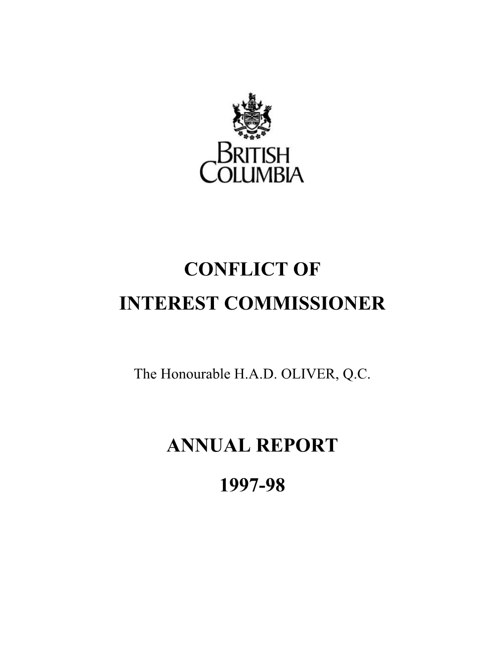 Province of British Columbia for a Five-Year Term with Effect from August 7, 1997