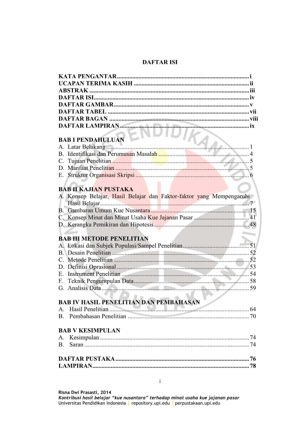 Daftar Isi Kata Pengantar