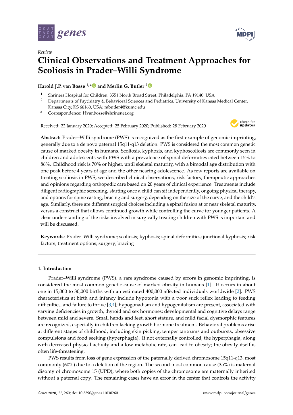 Clinical Observations and Treatment Approaches for Scoliosis in Prader–Willi Syndrome
