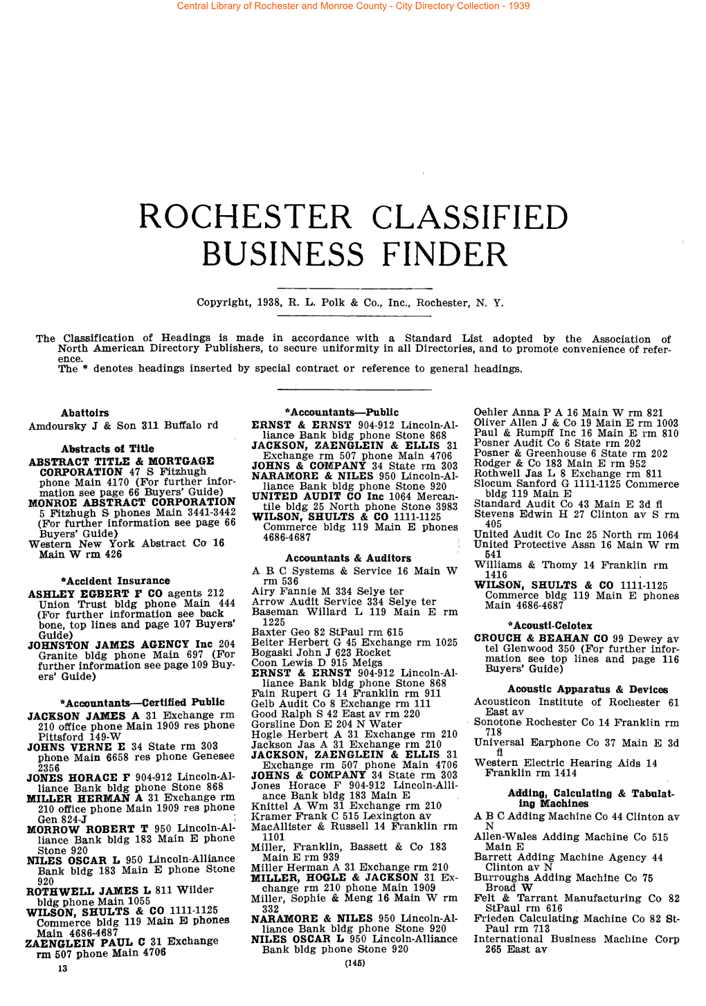 Rochester Classified Business Finder
