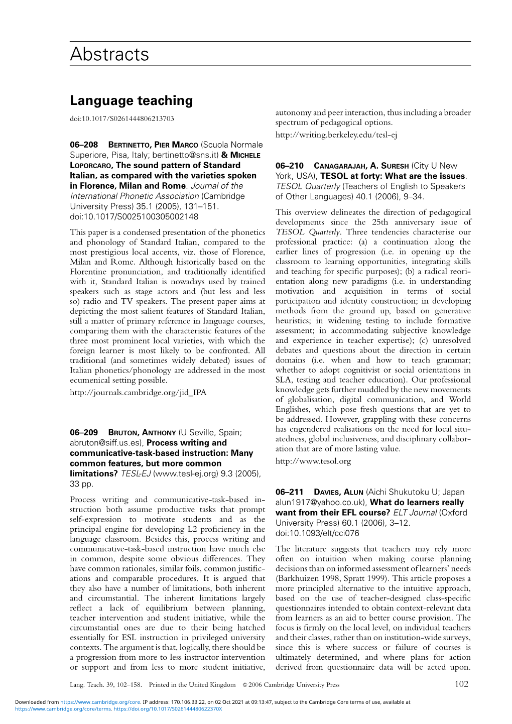 Language Teaching Autonomy and Peer Interaction, Thus Including a Broader Doi:10.1017/S0261444806213703 Spectrum of Pedagogical Options