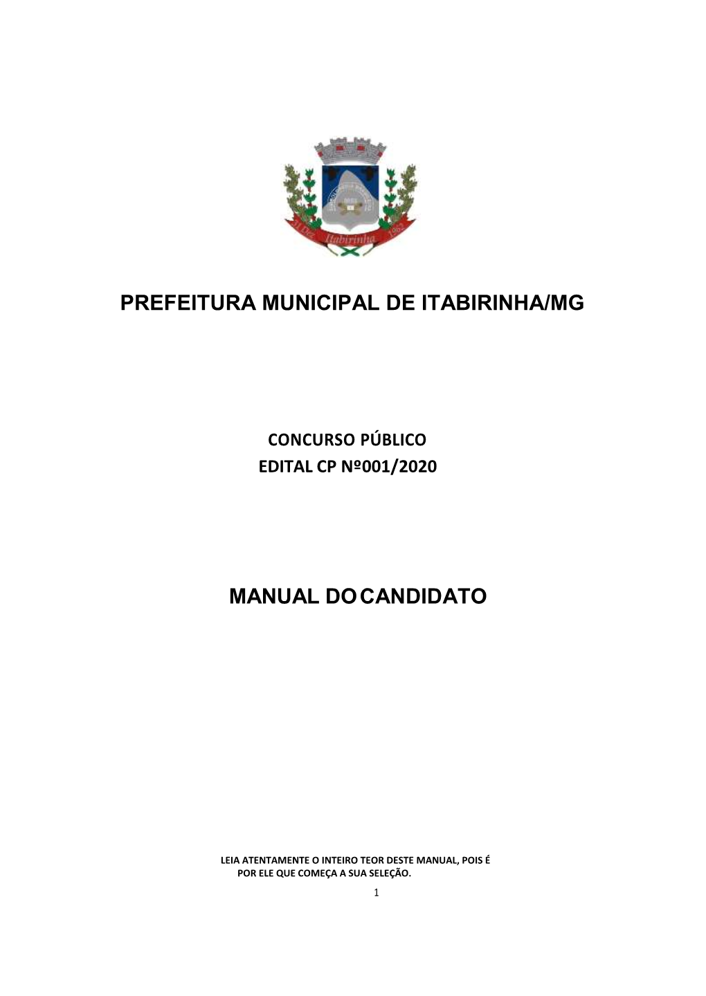 Prefeitura Municipal De Itabirinha/Mg Manual Do