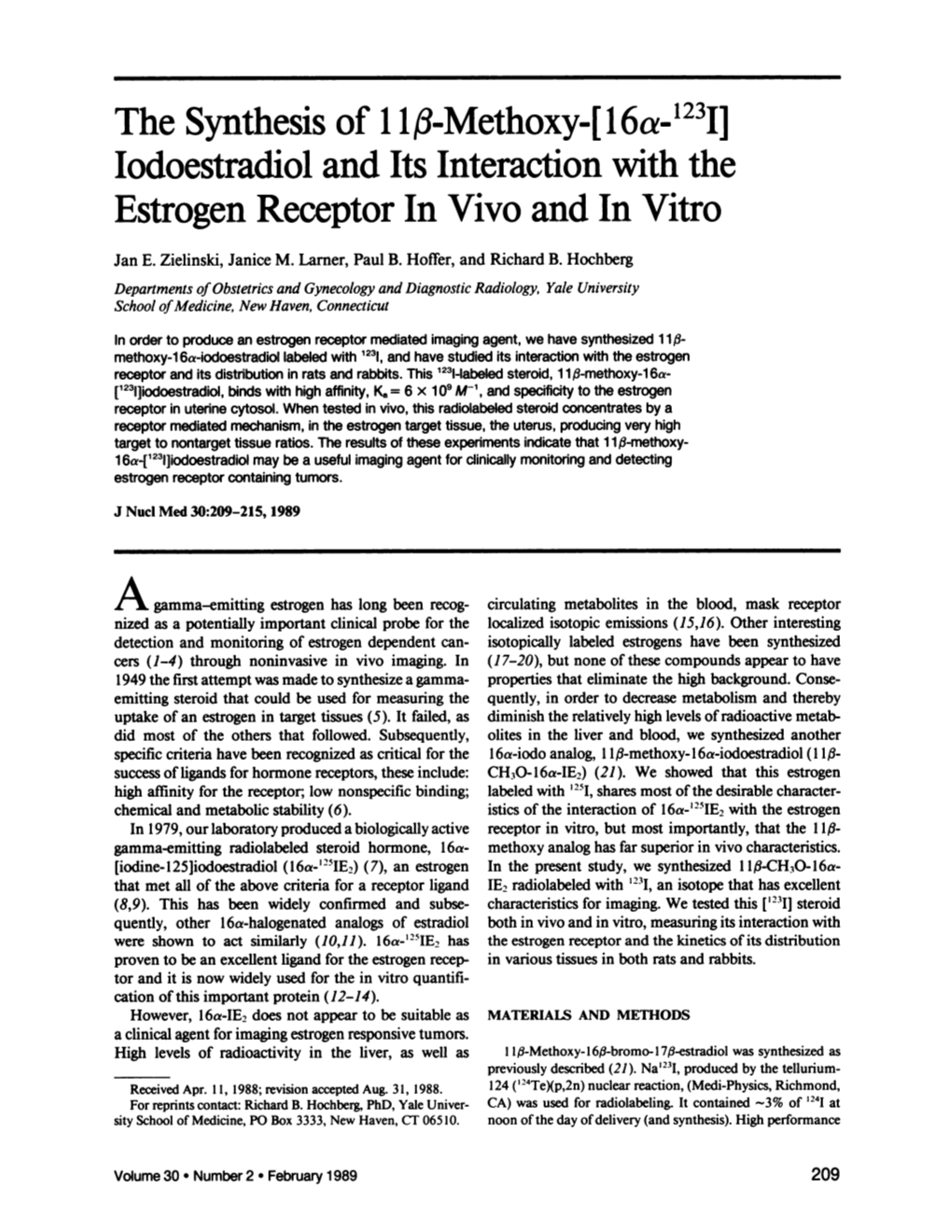 Estrogen Receptor in Vivo and in Vitro