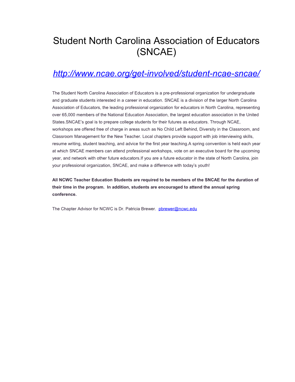 Student North Carolina Association of Educators (SNCAE)