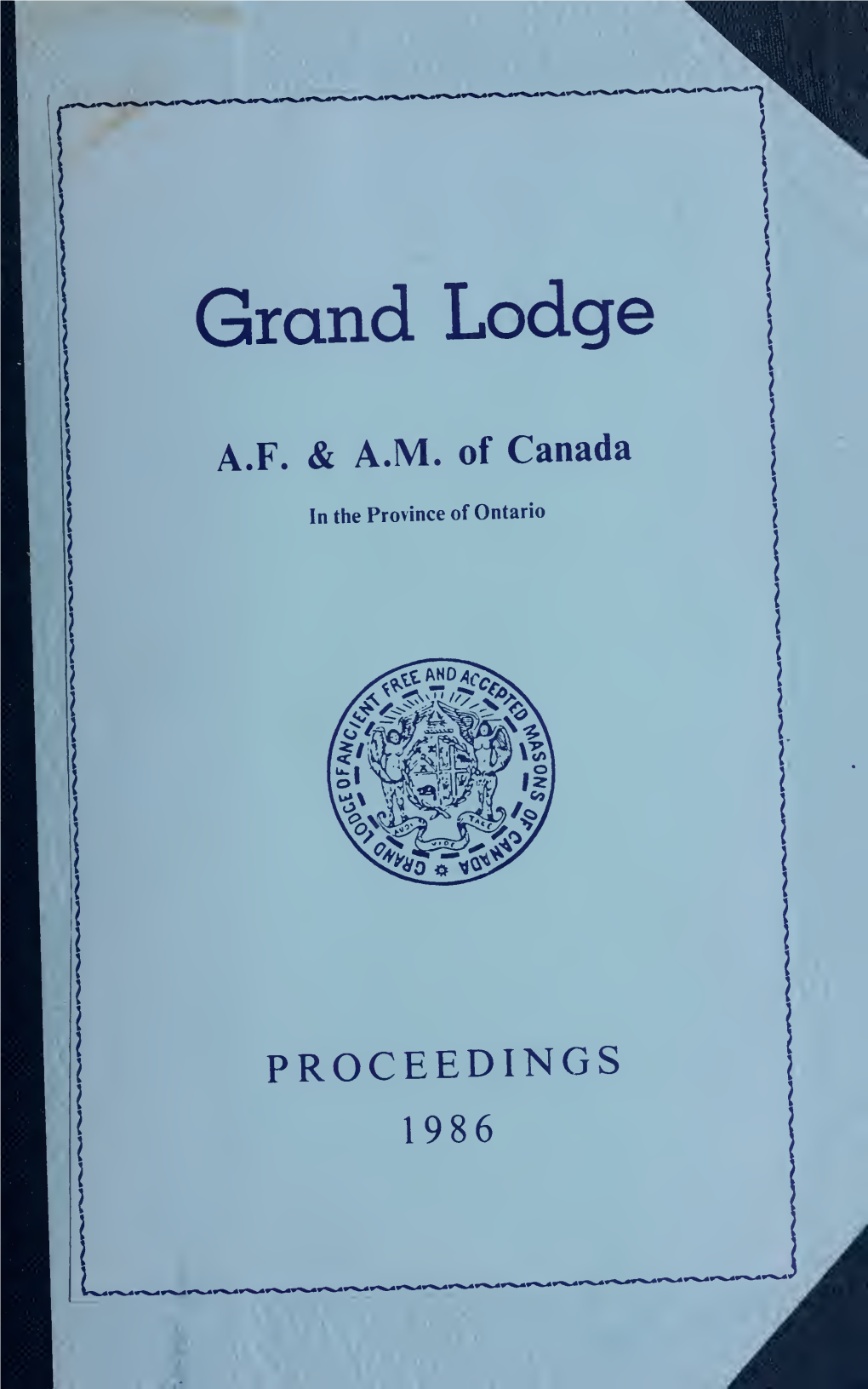 Grand Lodge of AF & AM of Canada, 1986