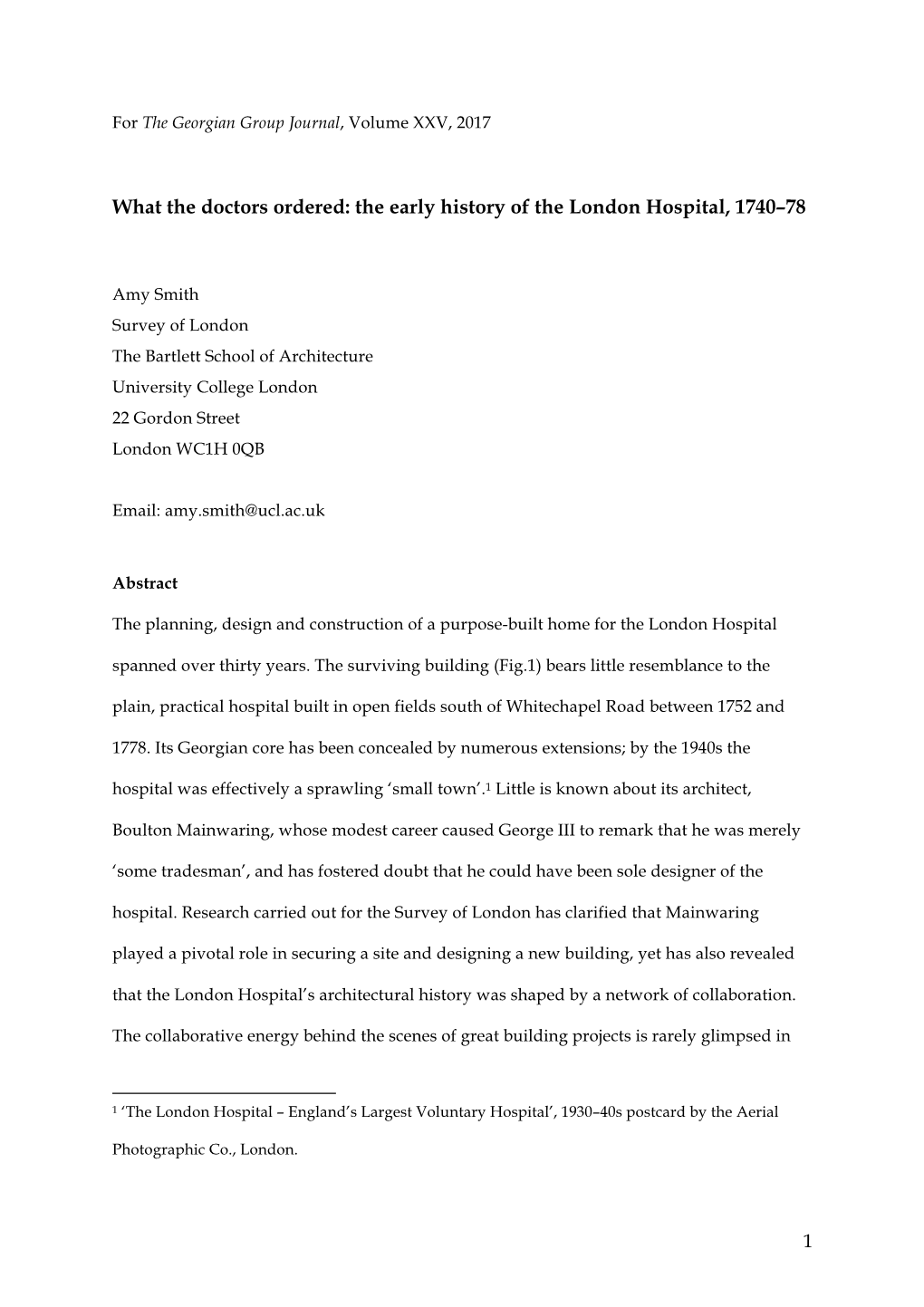 The Early History of the London Hospital, 1740–78