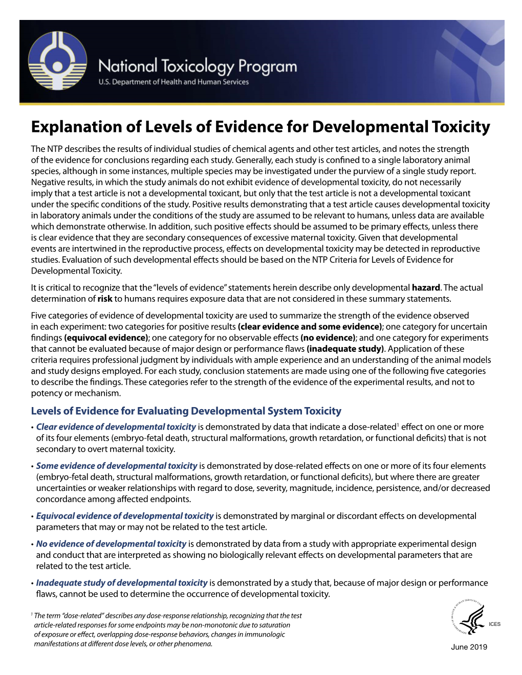 Explanation of Levels of Evidence For