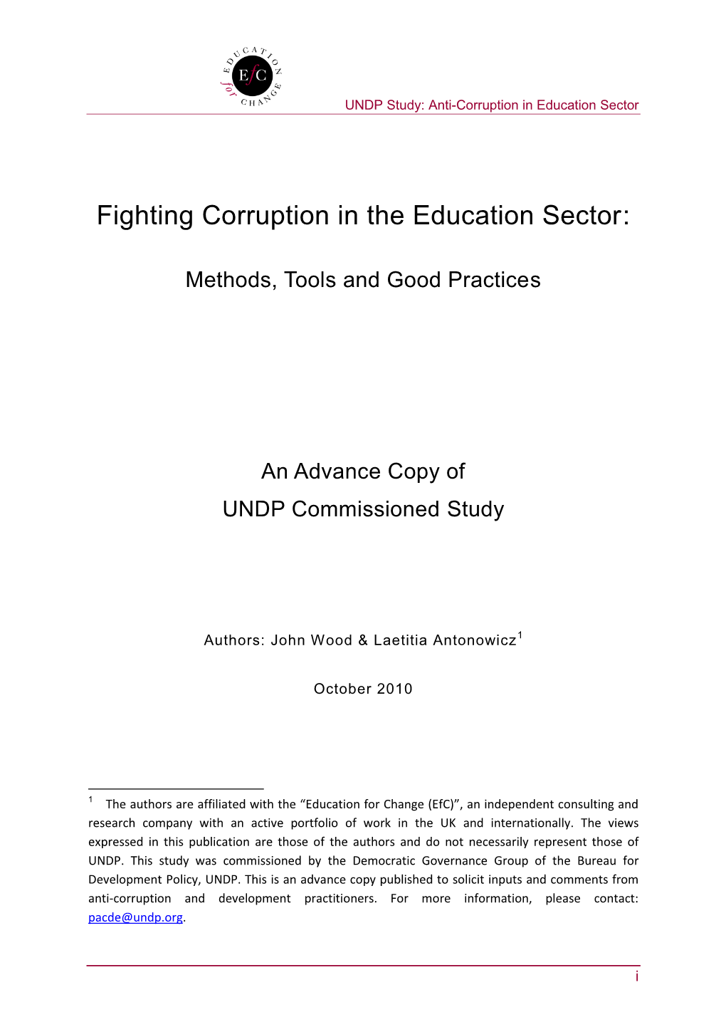 Fighting Corruption in the Education Sector
