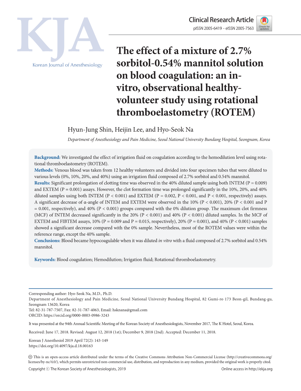 The Effect of a Mixture of 2.7% Sorbitol-0.54% Mannitol Solution On