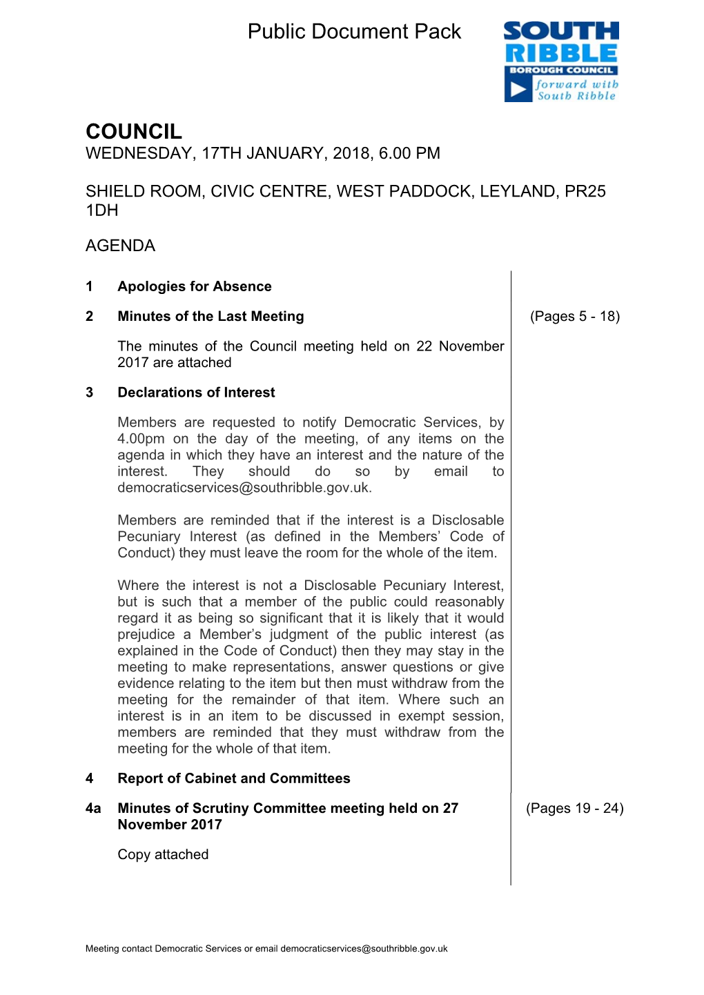 (Public Pack)Agenda Document for Council, 17/01/2018 18:00