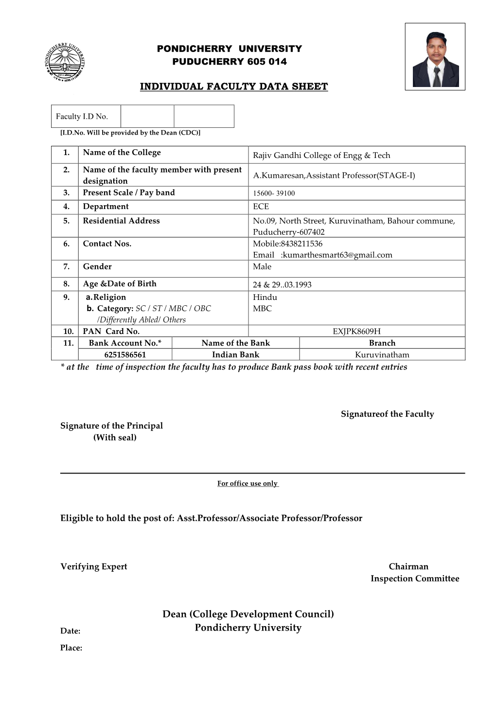 Pondicherry University Puducherry 605 014
