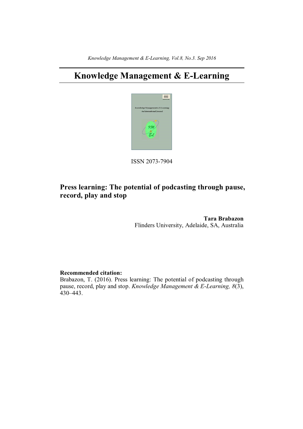 Knowledge Management & E-Learning