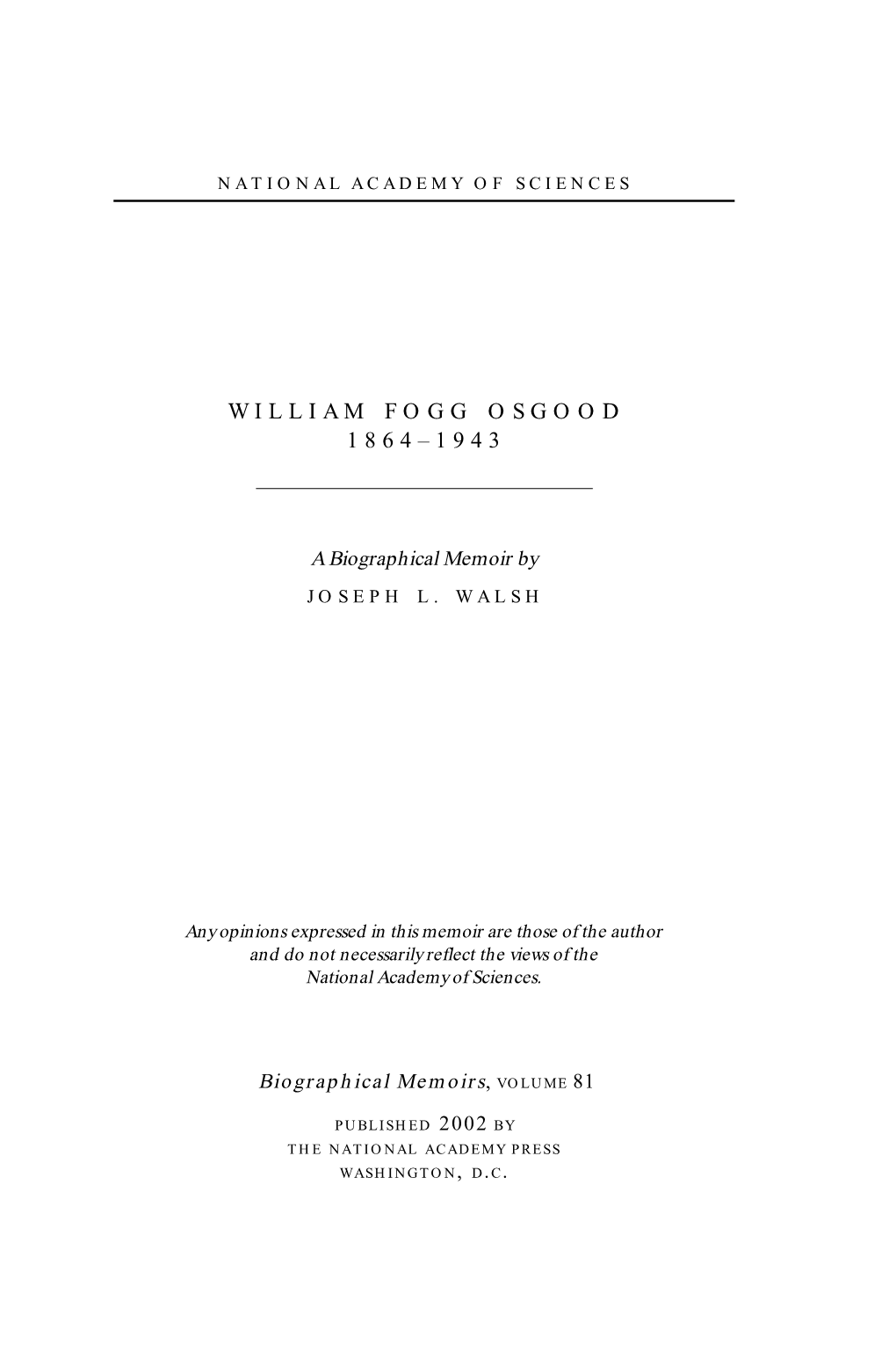 William Fogg Osgood 1864–1943