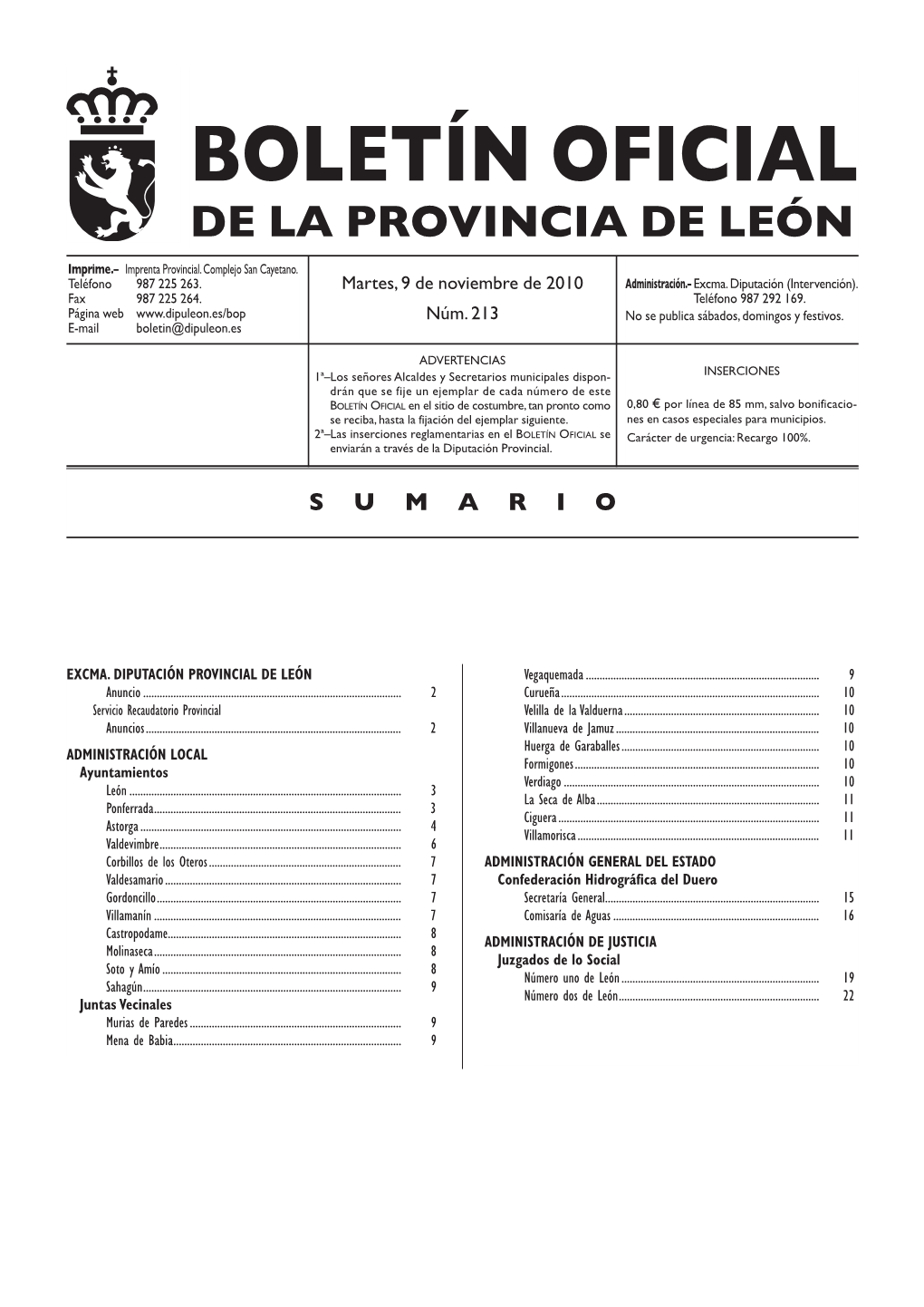 BOLETÍN OFICIAL DE LA PROVINCIA DE LEÓN Imprime.– Imprenta Provincial