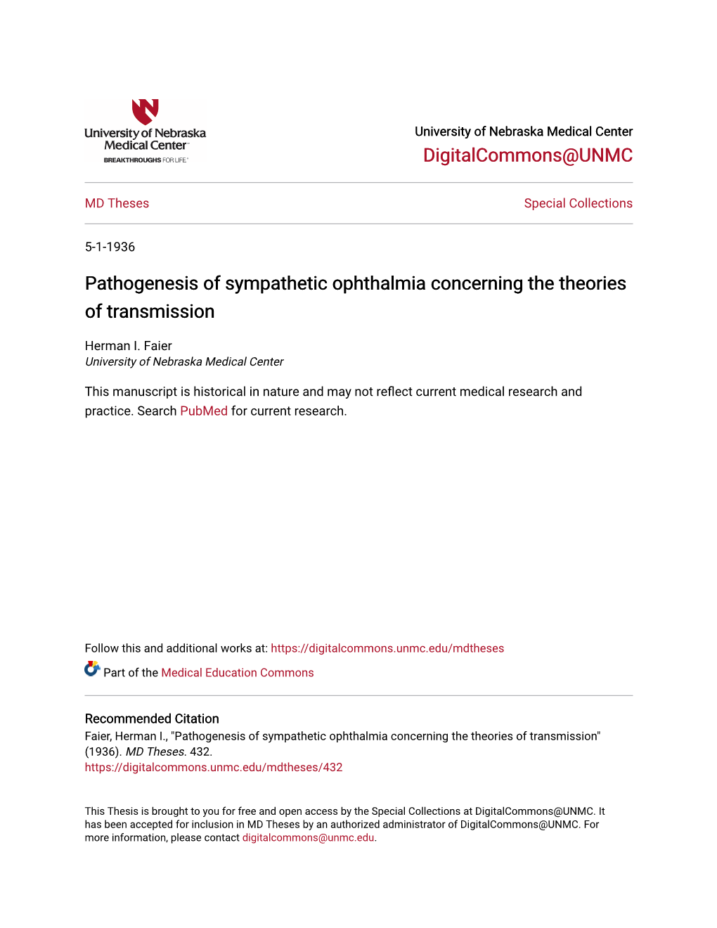 Pathogenesis of Sympathetic Ophthalmia Concerning the Theories of Transmission