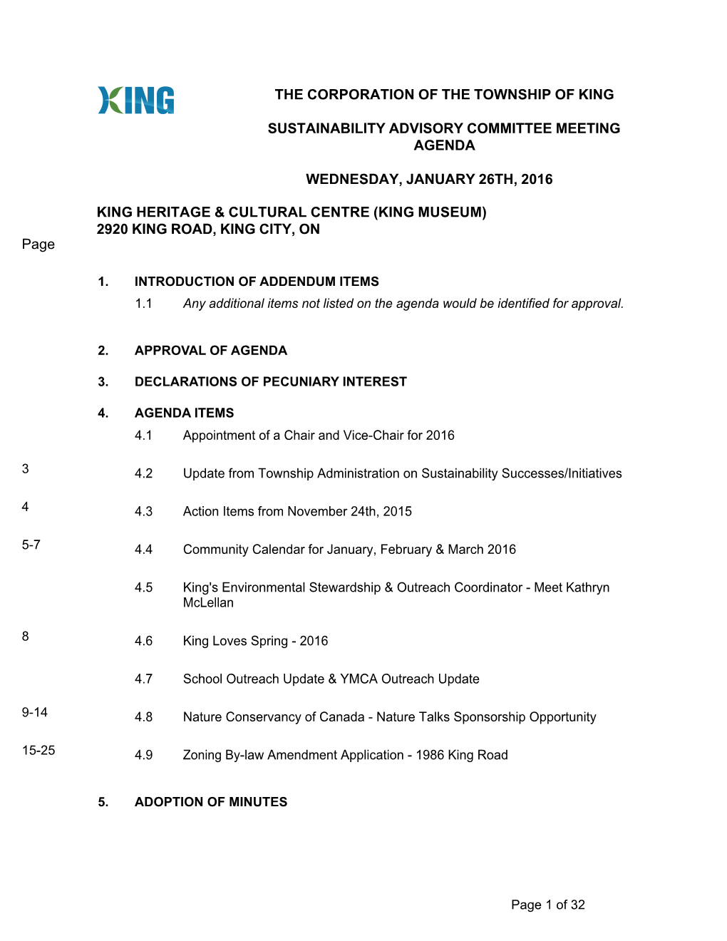 Sustainability Advisory Committee Meeting Agenda
