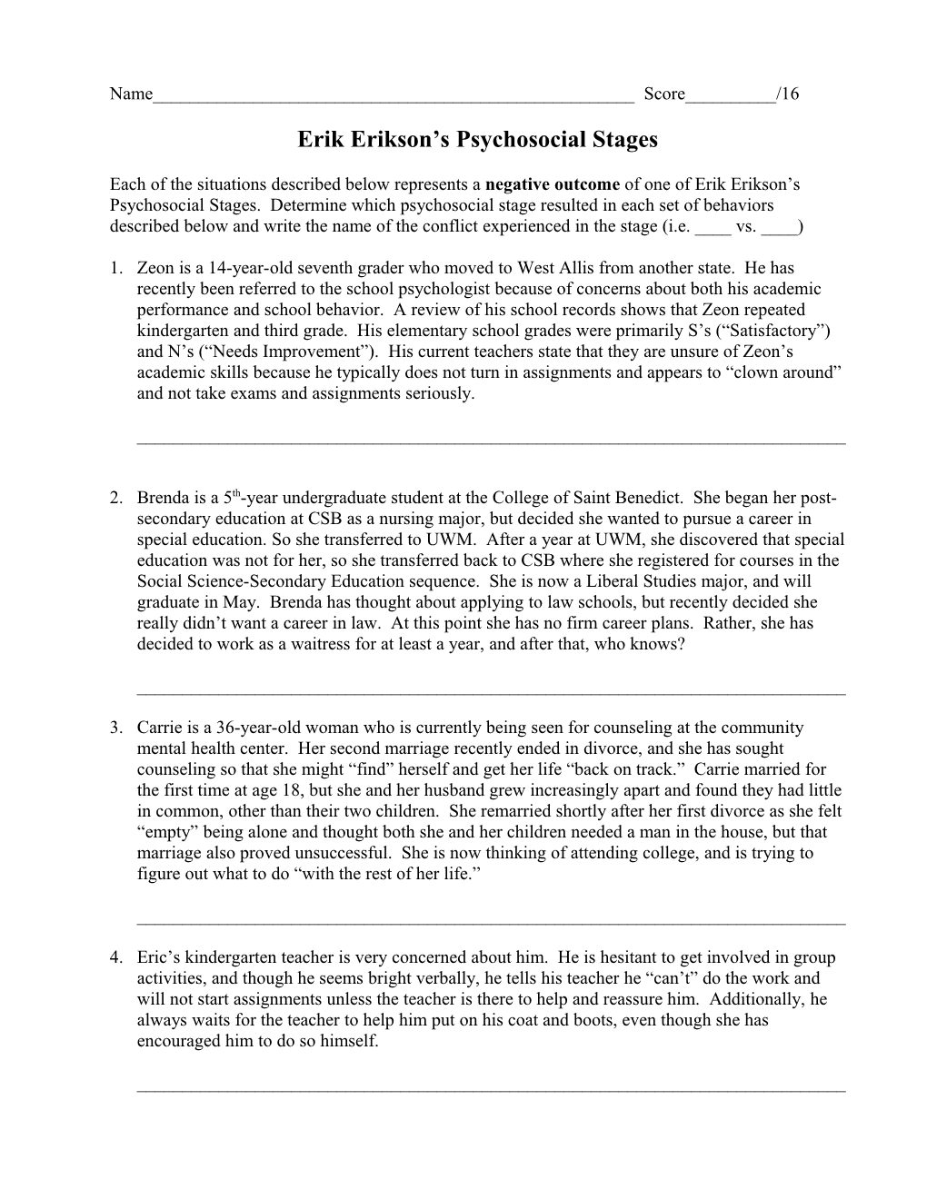 Erik Erikson S Psychosocial Stages