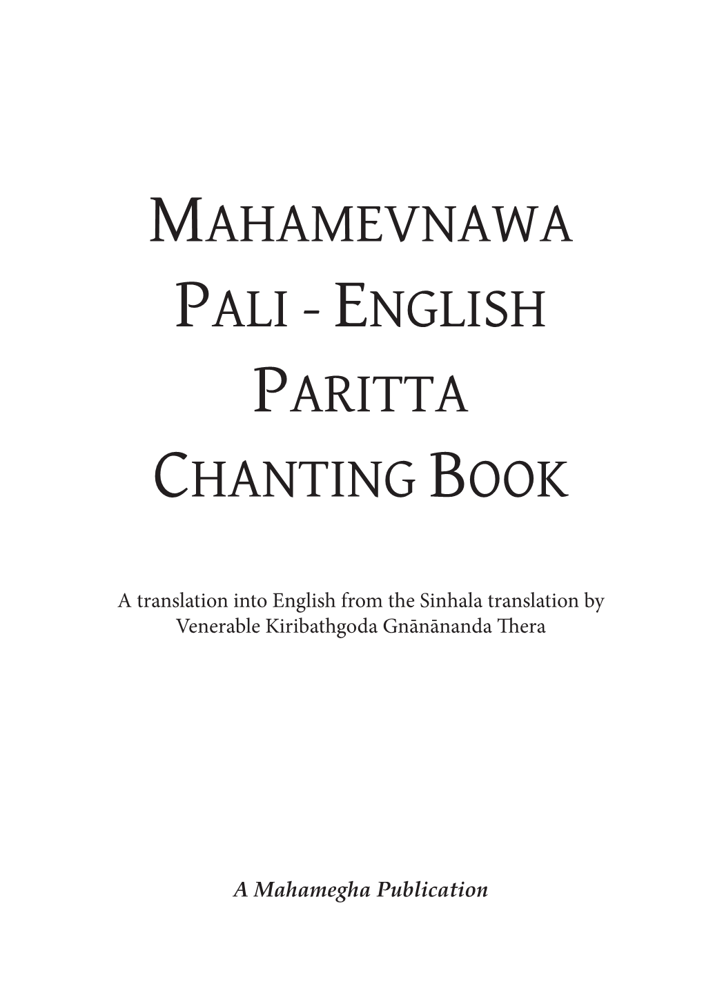 English Paritta Chanting Book