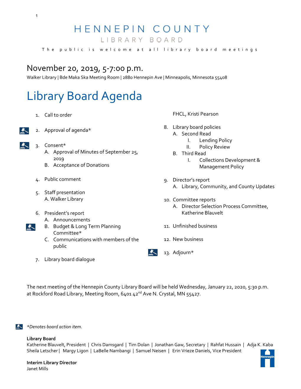 Library Board Agenda