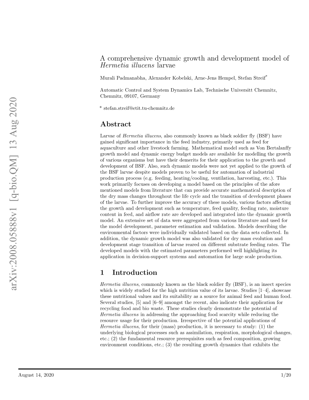 A Comprehensive Dynamic Growth and Development Model of Hermetia Illucens Larvae
