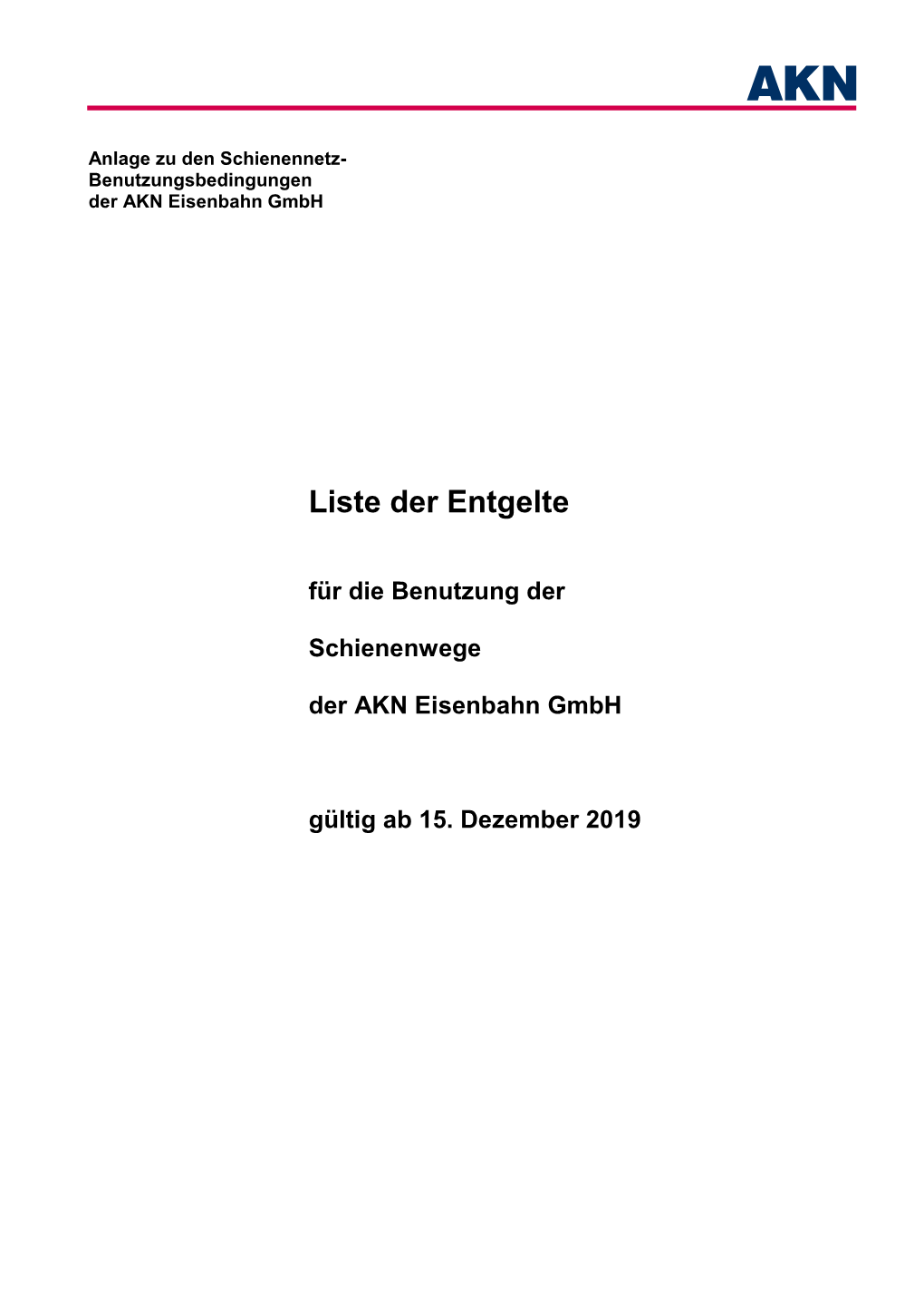 Liste Entgelte Schienenwege