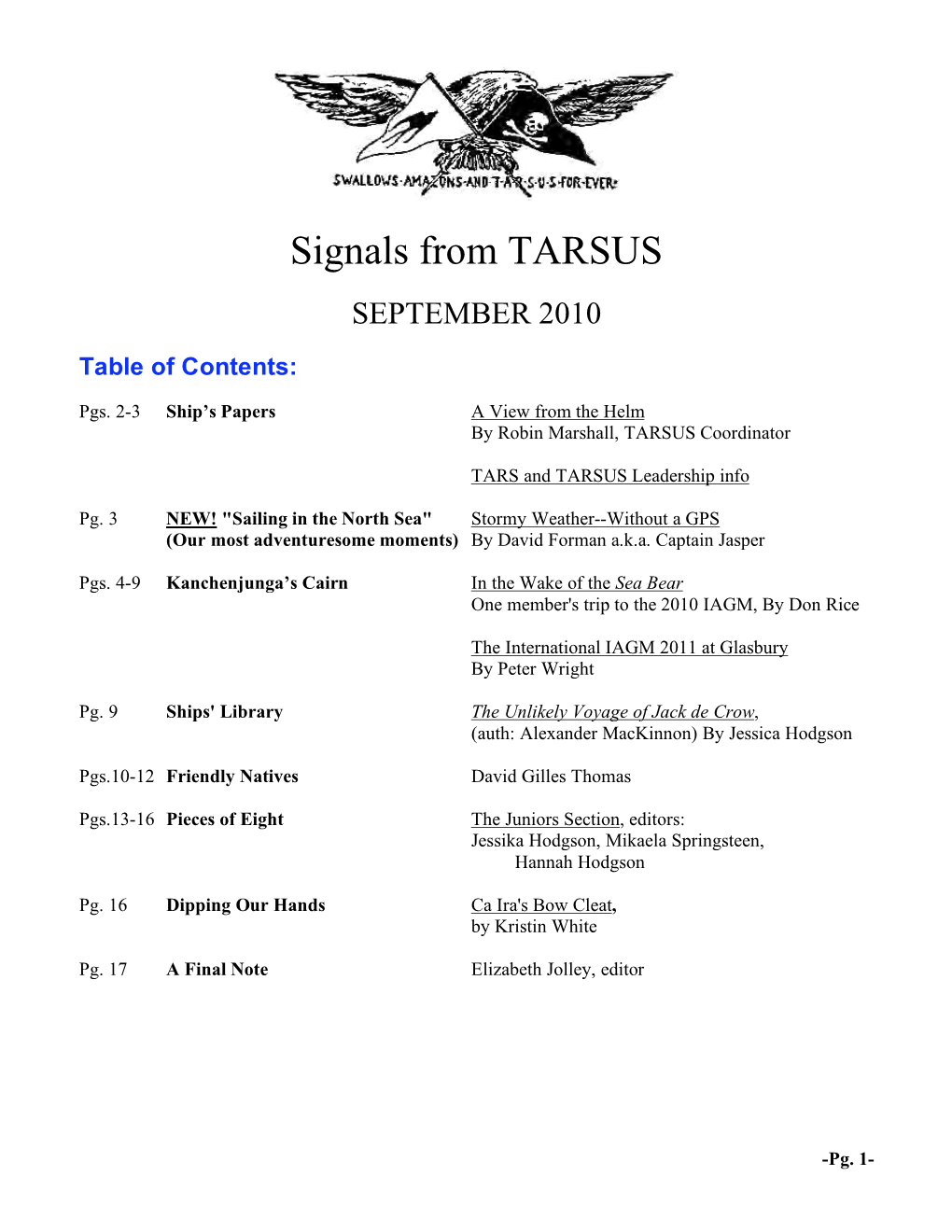 2010-September Signals from TARSUS