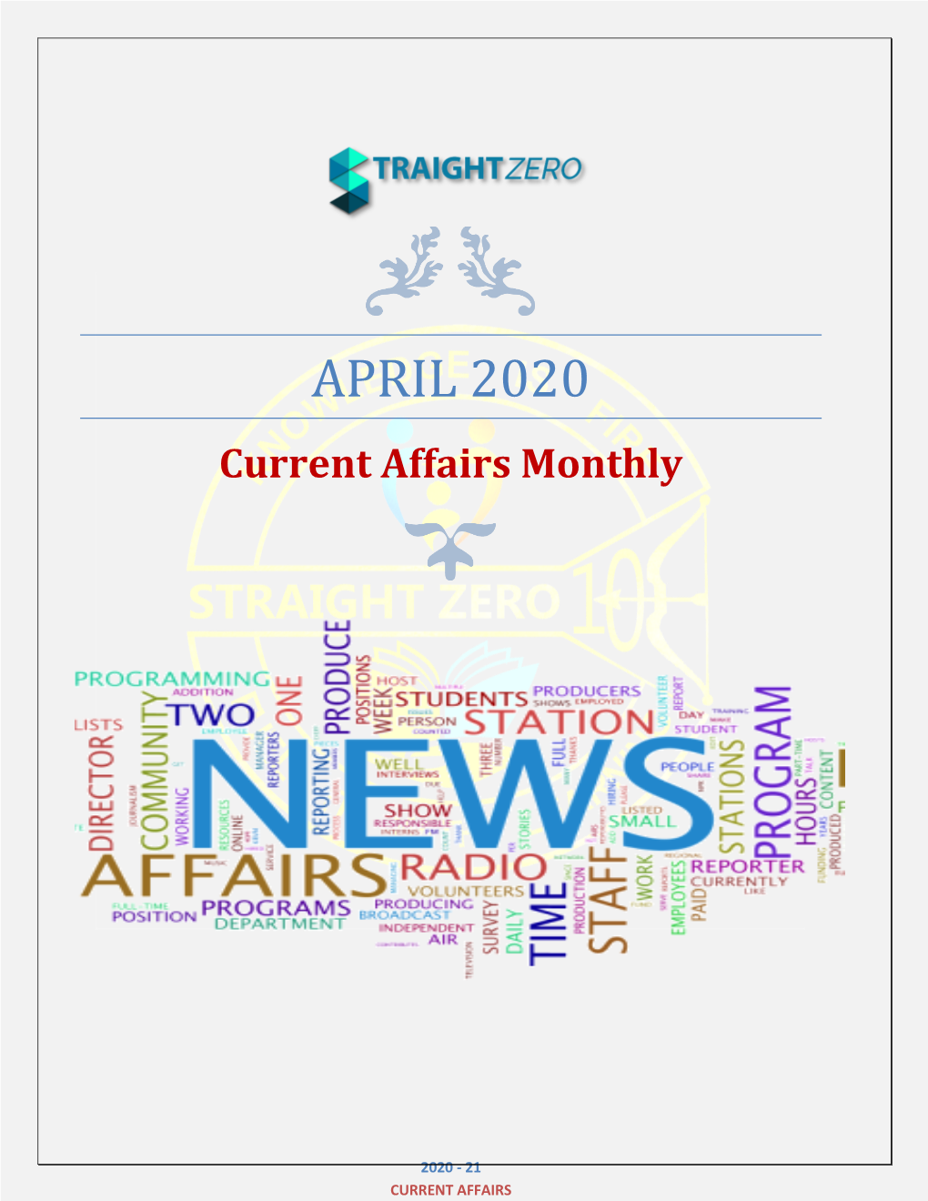 APRIL 2020 Current Affairs Monthly