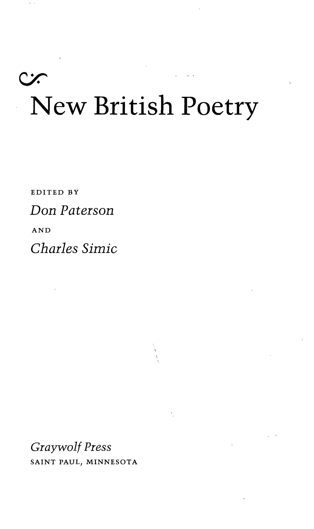 New British Poetry