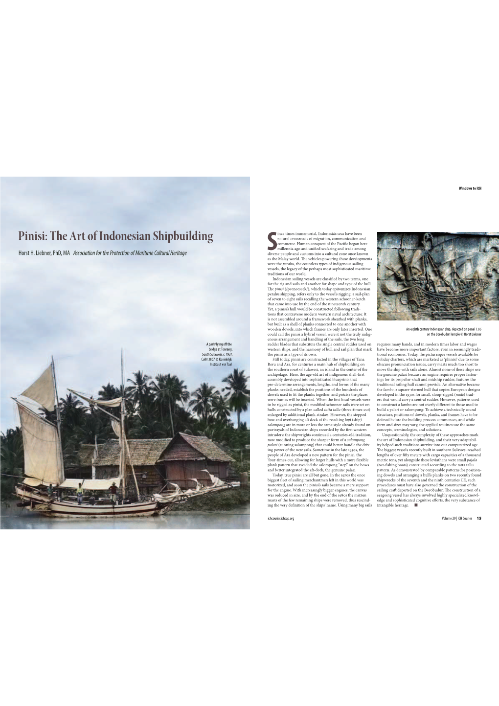 Pinisi: the Art of Indonesian Shipbuilding Natural Crossroads of Migration, Communication and Scommerce