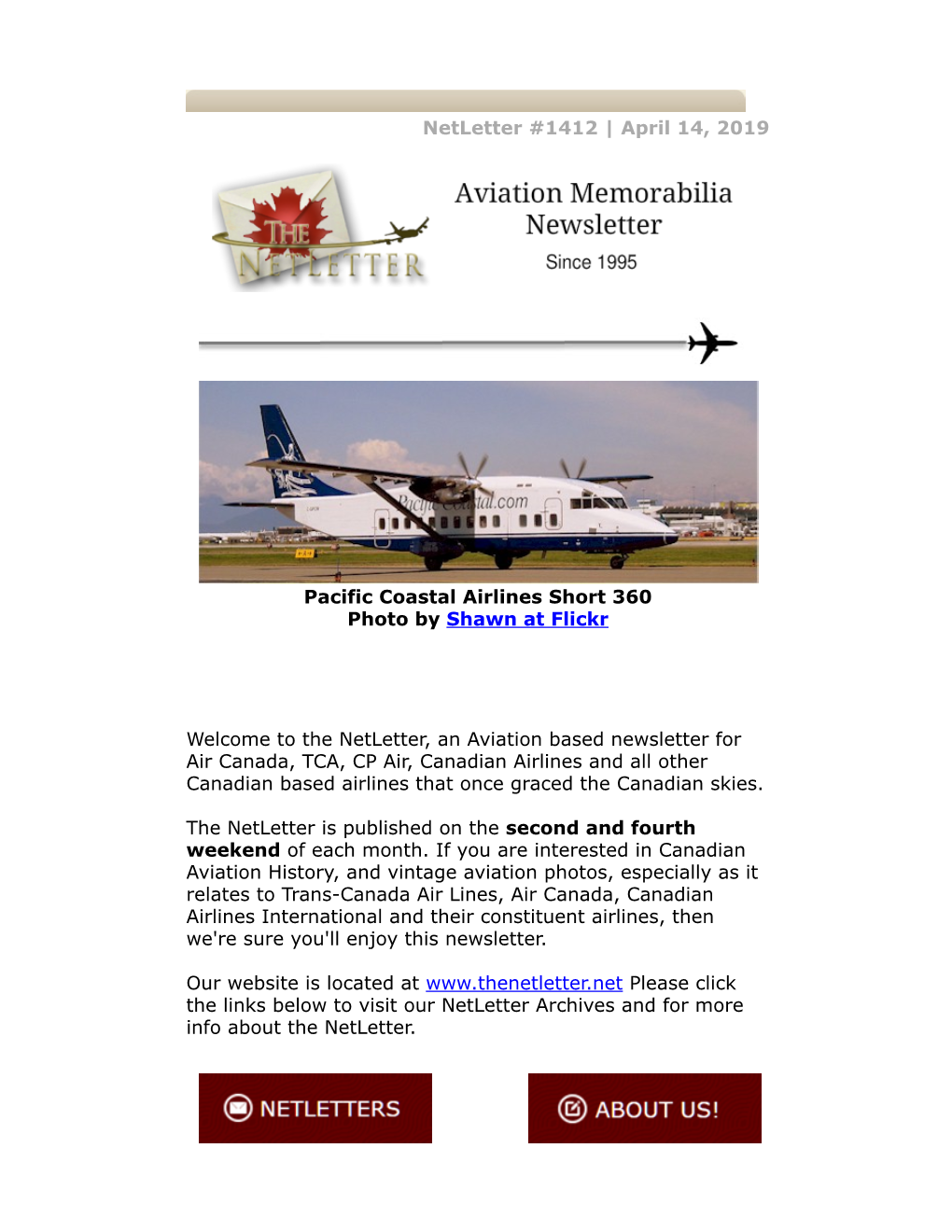 Netletter #1412 | April 14, 2019 Pacific Coastal Airlines Short 360