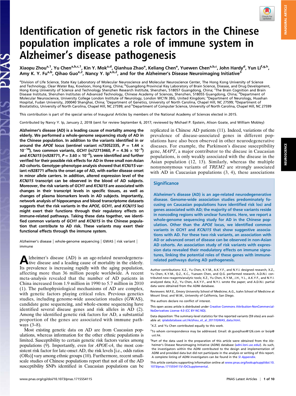 Identification of Genetic Risk Factors in the Chinese Population Implicates A