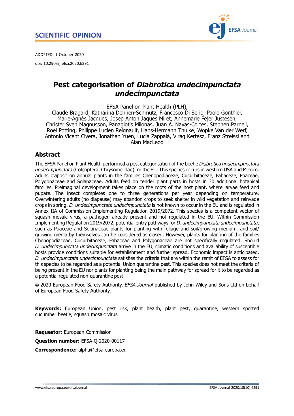 Pest Categorisation of Diabrotica Undecimpunctata Undecimpunctata