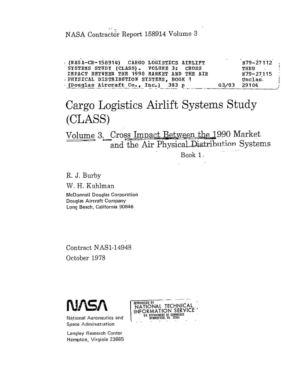 Fljasa INFORMATION SERVICE' a T Usdfpartmenrofcommerce National Aeronautics and SPRINGFIEL., VA 22161 Space Administration