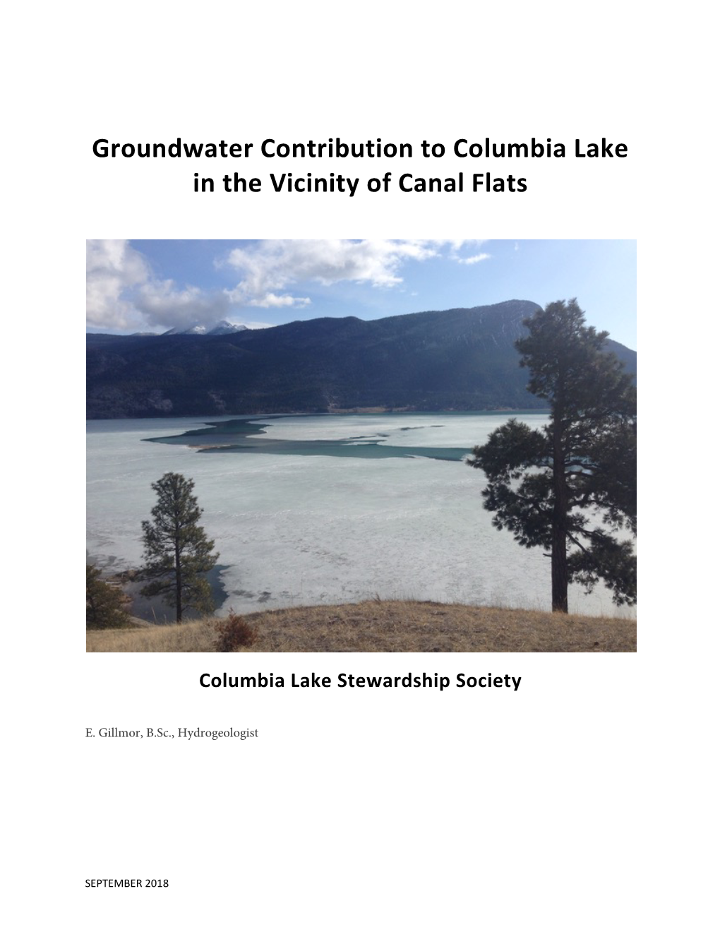 Groundwater Contribution to Columbia Lake in the Vicinity of Canal Flats