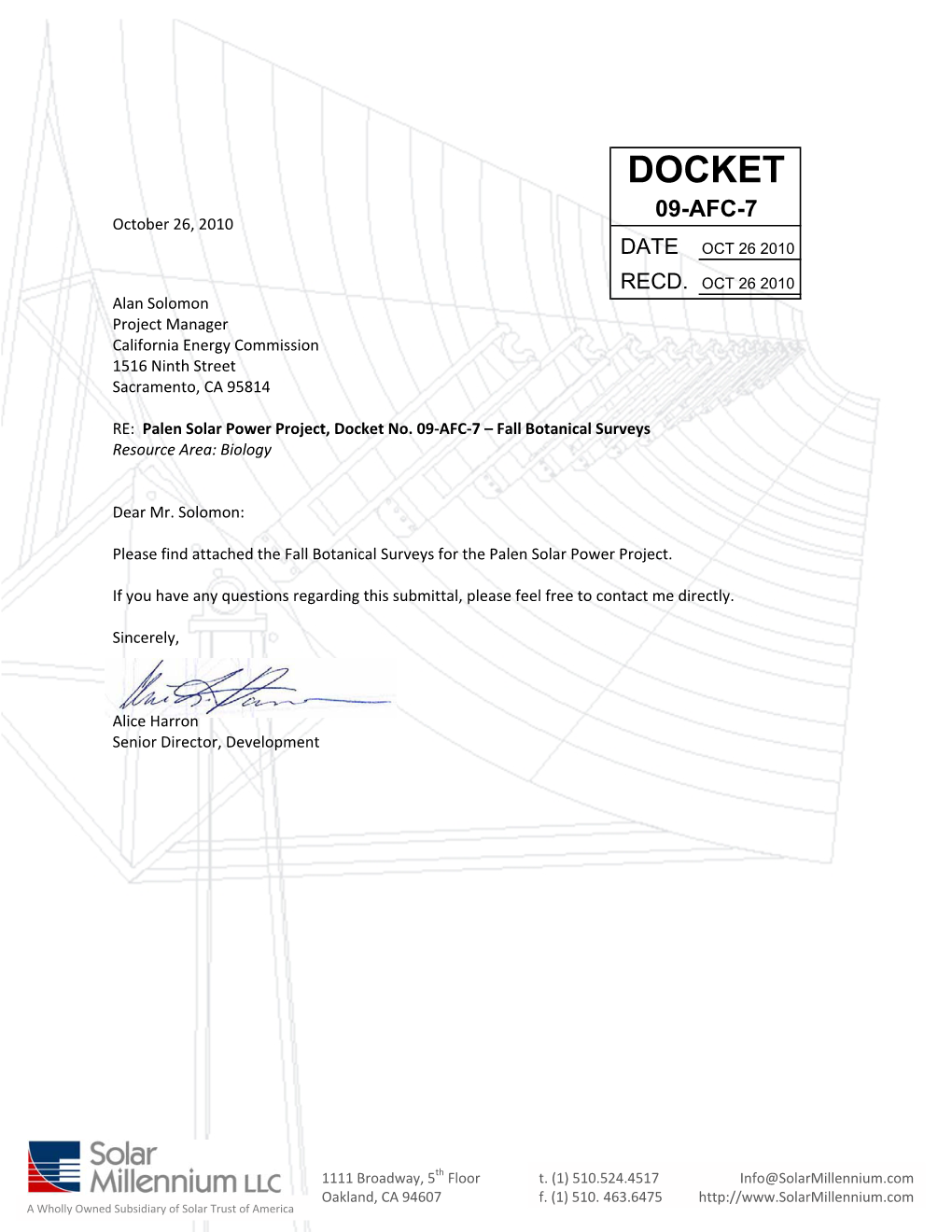 DOCKET 09-AFC-7 October 26, 2010 DATE OCT 26 2010