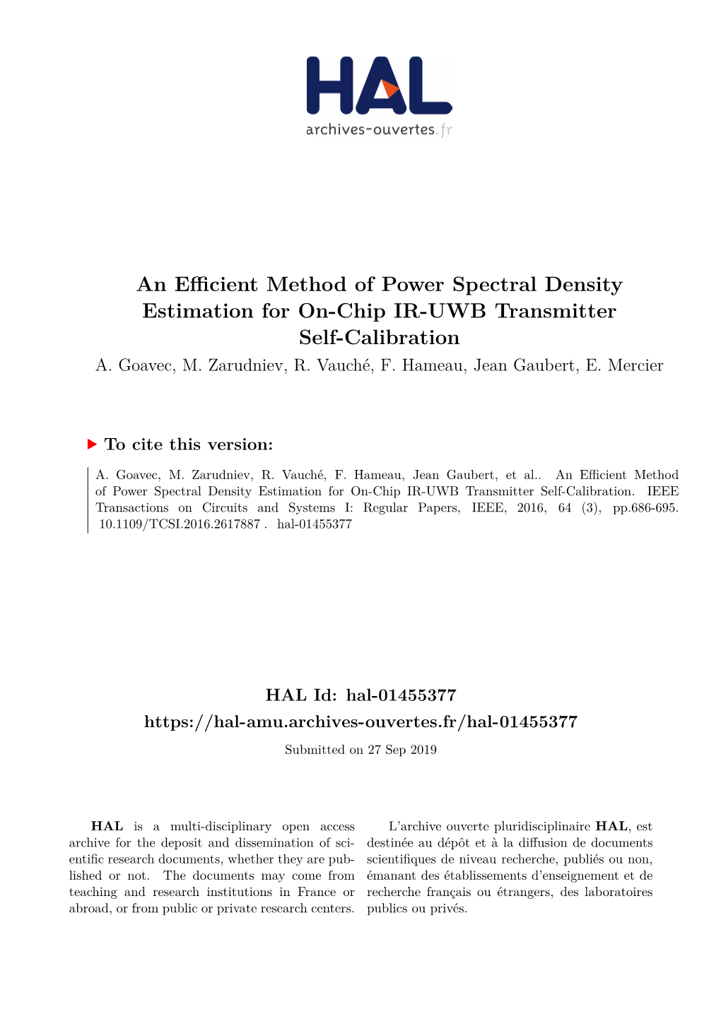 An Efficient Method of Power Spectral Density Estimation for On-Chip IR