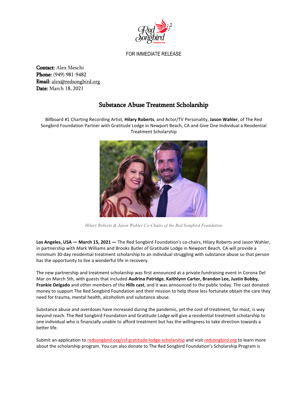 Substance Abuse Treatment Scholarship