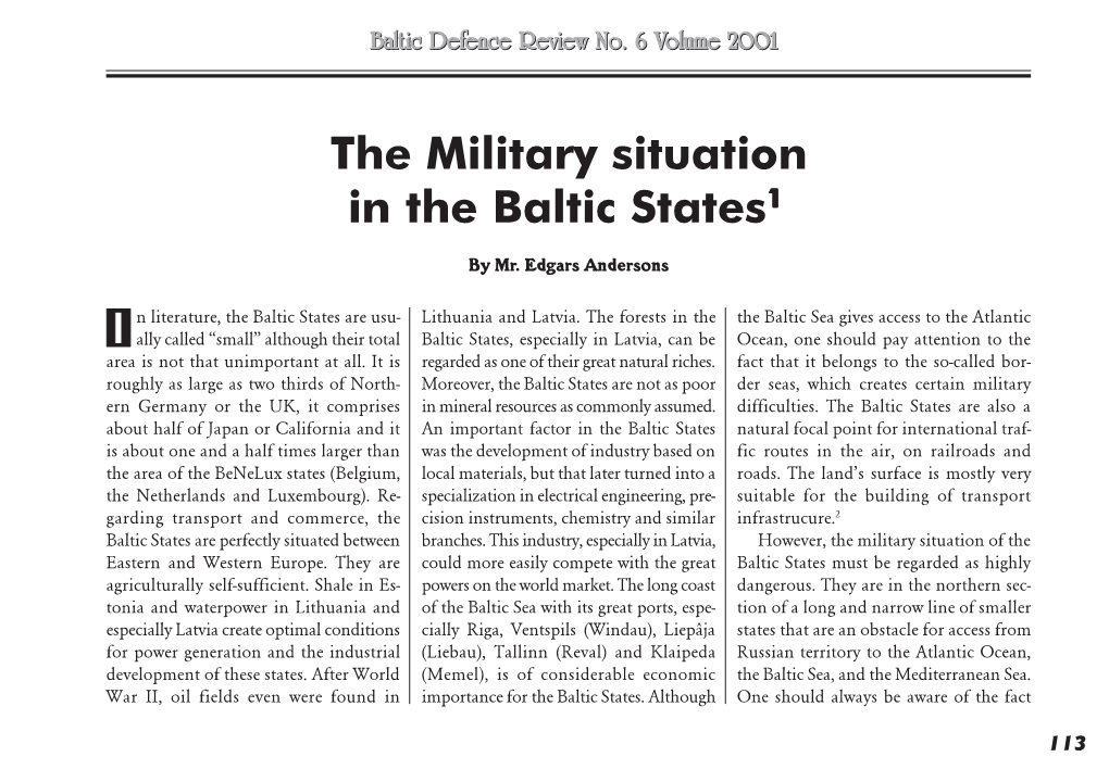 The Military Situation in the Baltic States1 by Mr